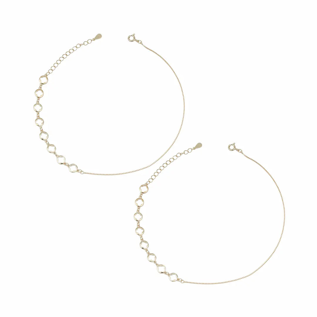 925 Silver Adjustable Rose Glow Anklet Pair