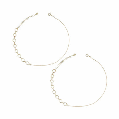 925 Silver Adjustable Rose Glow Anklet Pair