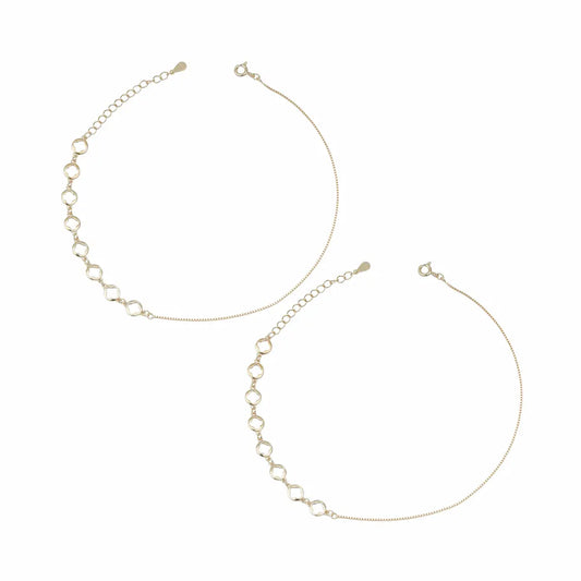 925 Silver Adjustable Rose Glow Anklet Pair