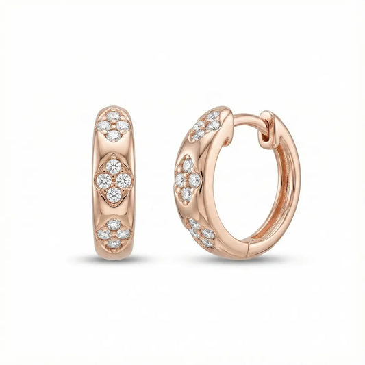 Celeste Rose Gold Huggie Hoops Earrings- 925 Silver