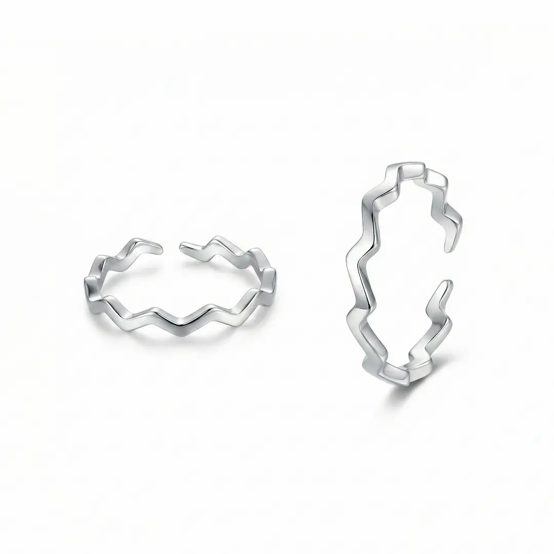Wave Rhythm 925 Silver Adjustable Toe Ring