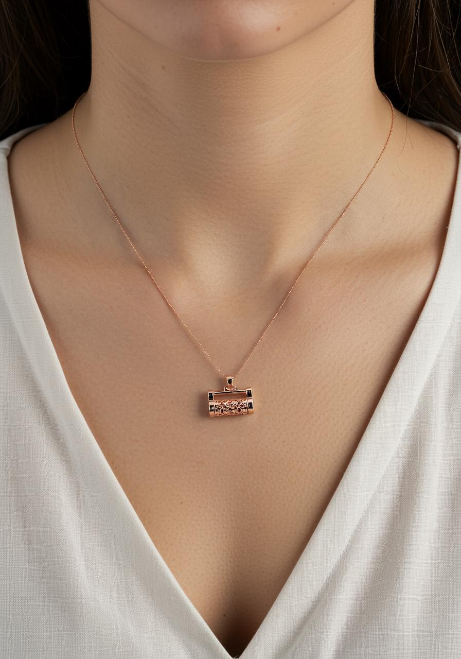 Golden Scroll Necklace - 925 Silver