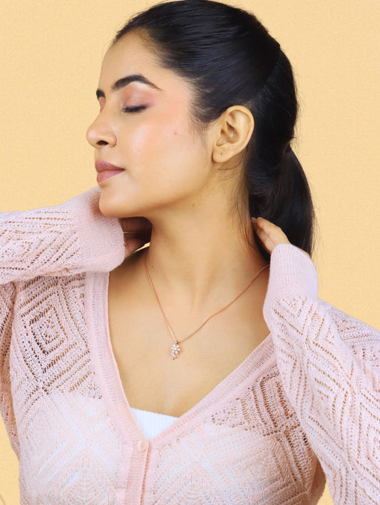 Pearl Petal Bloom Rose Gold Necklace - 925 Silver