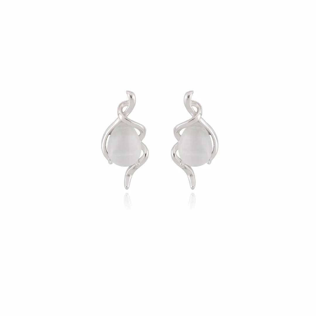 Ethereal Drop 925 Silver Rhodium Twisted Studs