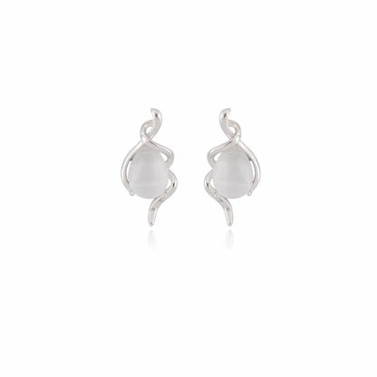 Ethereal Drop 925 Silver Rhodium Twisted Studs