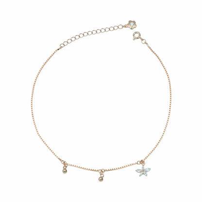 Blossom Drop Adjustable 925 Silver Anklet Pair (Rose Gold Finish)