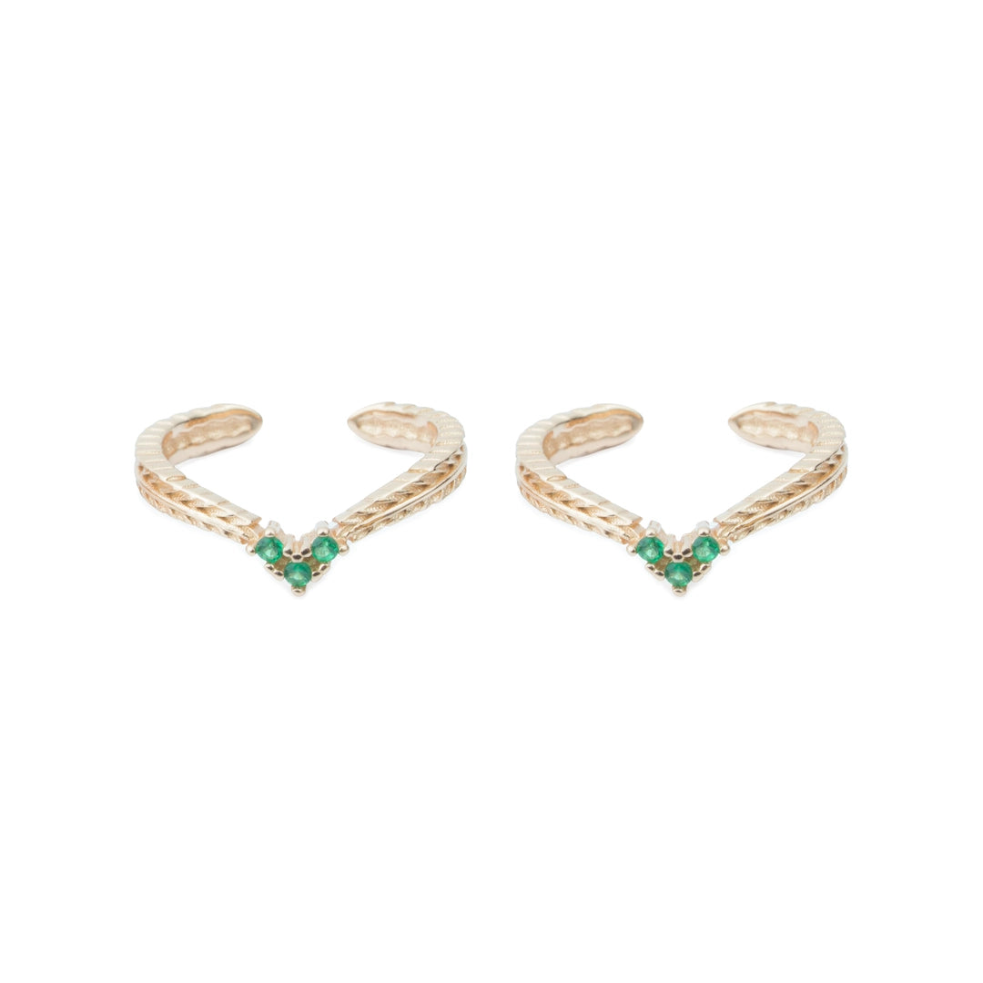 Emerald Whisper Gold Toe Rings