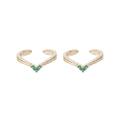 Emerald Whisper Gold Toe Rings