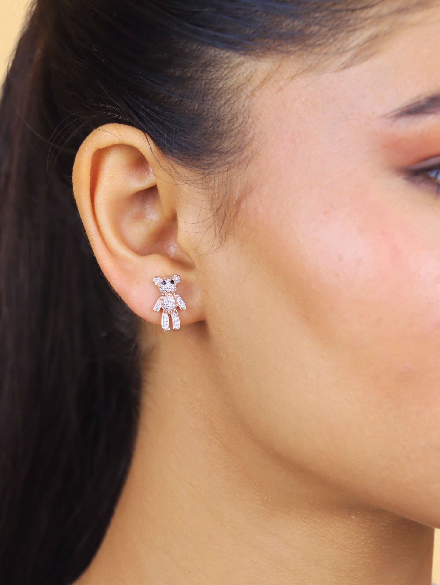 Twinkle Teddy Rose Gold Stud - 925 Silver