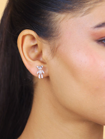 Twinkle Teddy Rose Gold Stud - 925 Silver