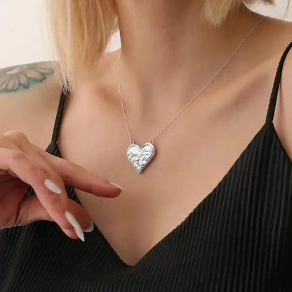 Forever Etched Heart Necklace - 925 Silver