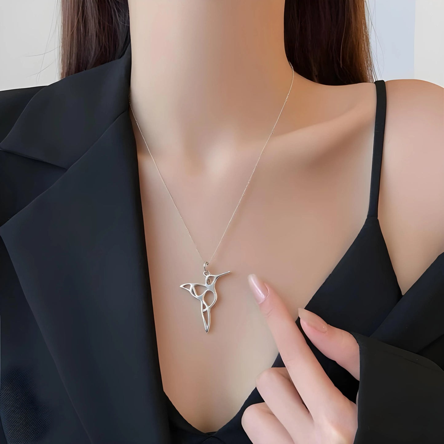 Hummingbird Pendant Necklace - 925 Silver
