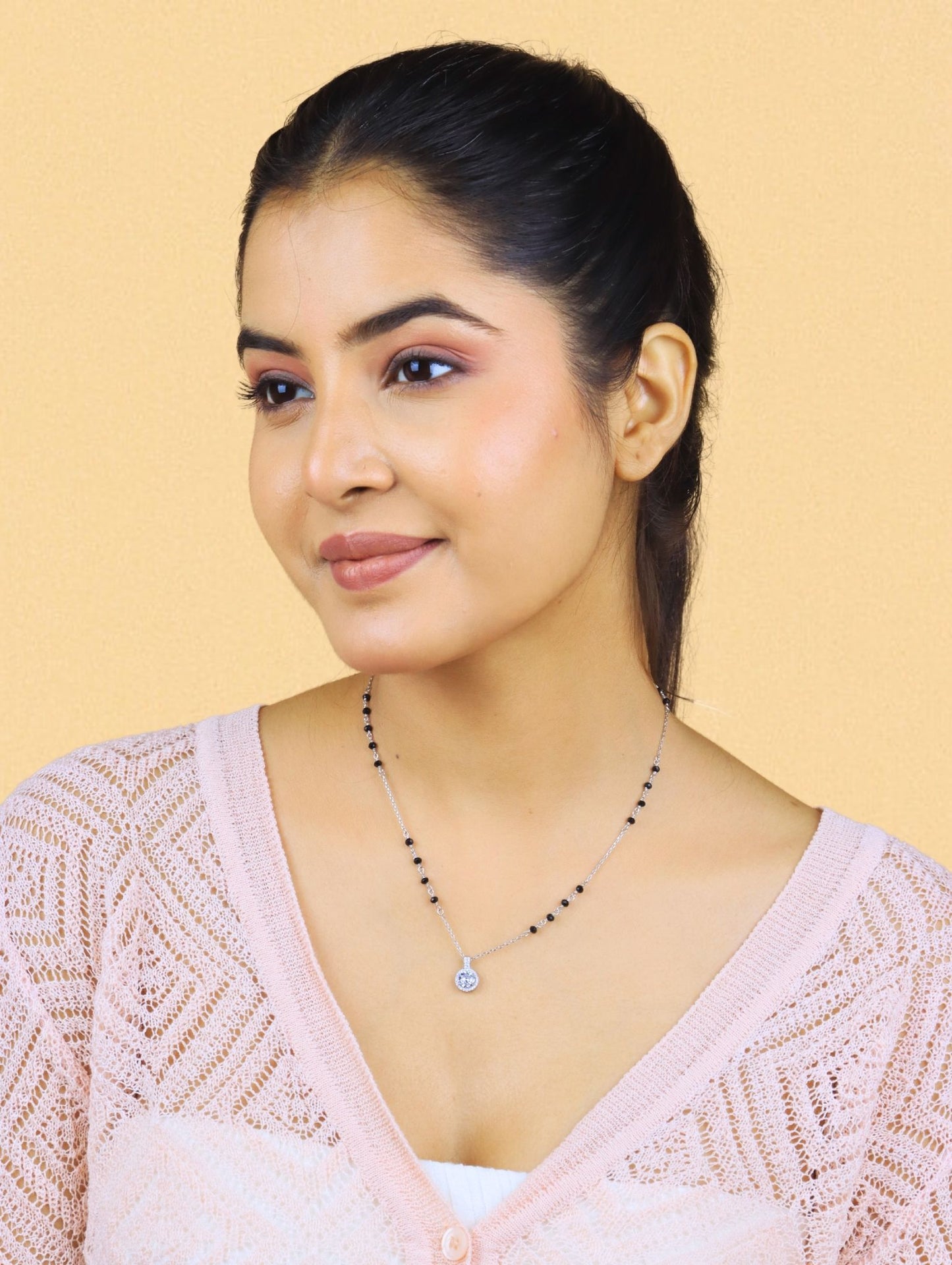 Stellar Halo Mangalsutra Necklace - 925 Silver
