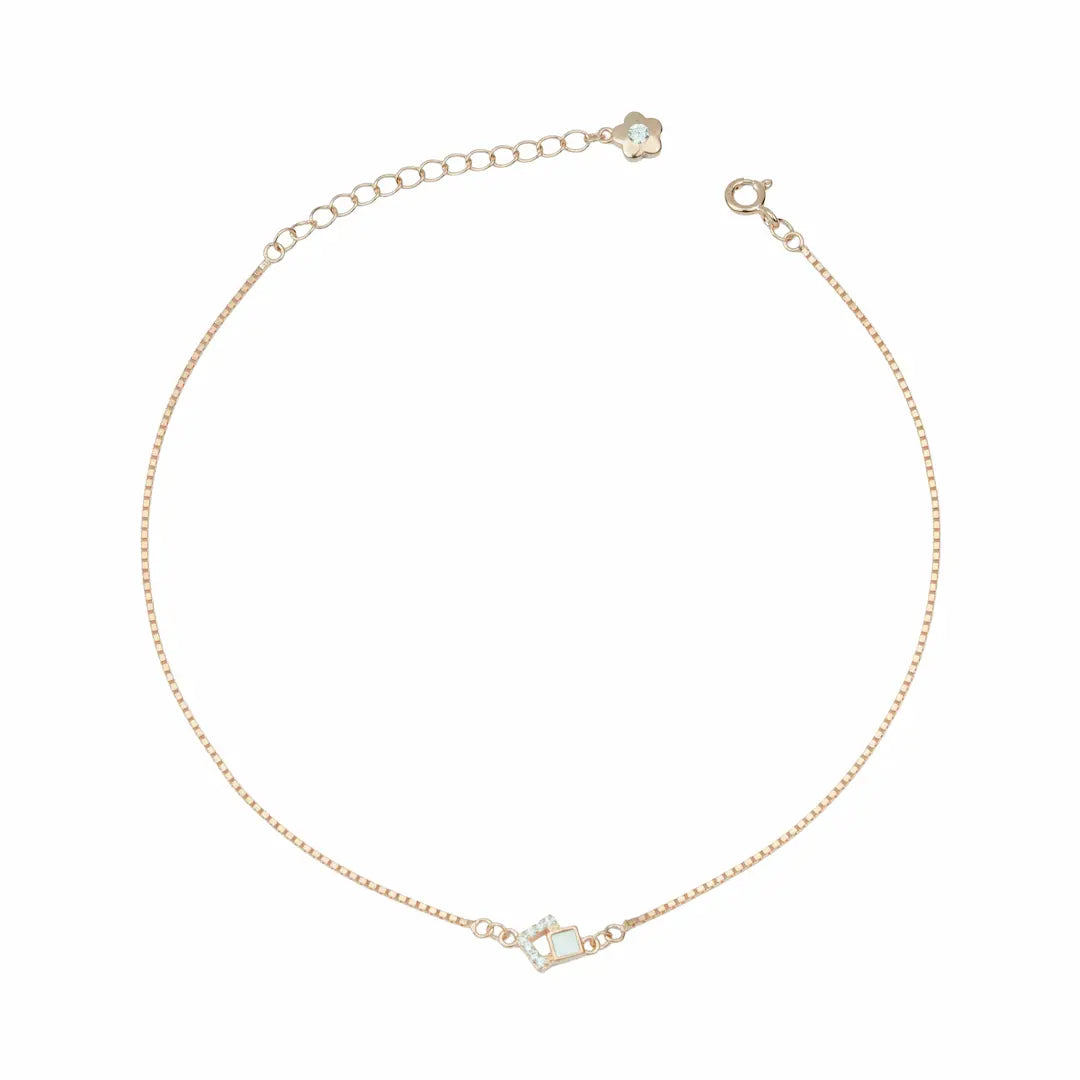 Adjustable 925 Silver Rose Glow Charm Anklet Pair