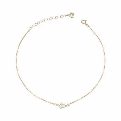 Adjustable 925 Silver Rose Glow Charm Anklet Pair