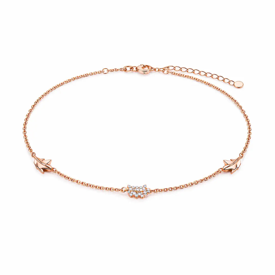 Sparkling Ivy 925 Silver Rose Gold Adjustable Charm Bracelet