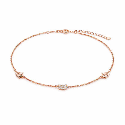 Sparkling Ivy 925 Silver Rose Gold Adjustable Charm Bracelet