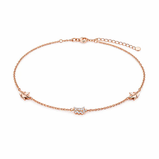 Sparkling Ivy 925 Silver Rose Gold Adjustable Charm Bracelet