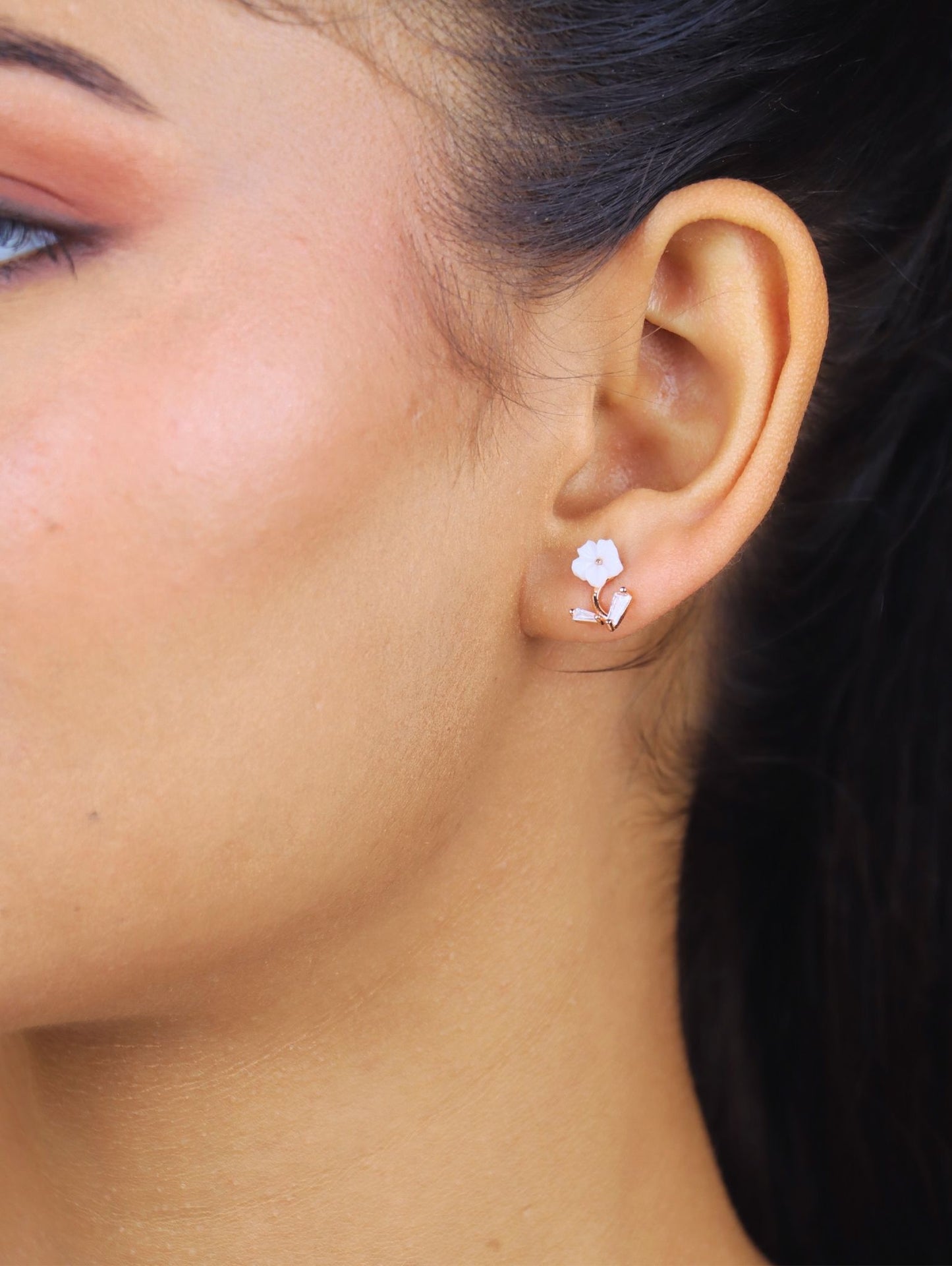 Petal Poise Rose Gold Earrings - 925 Silver