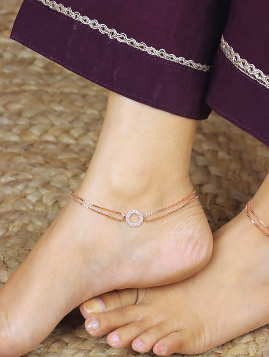 Celeste Halo Rose Gold Anklet - 925 Silver