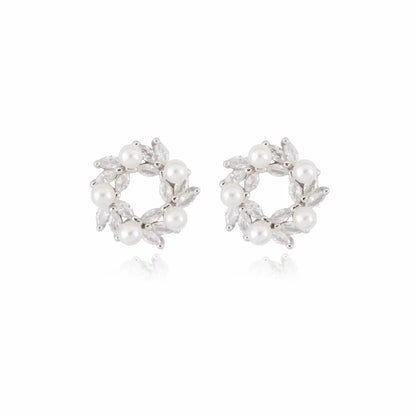 925 Sterling Silver Ethereal Pearl Wreath Studs (Adjustable Fit)