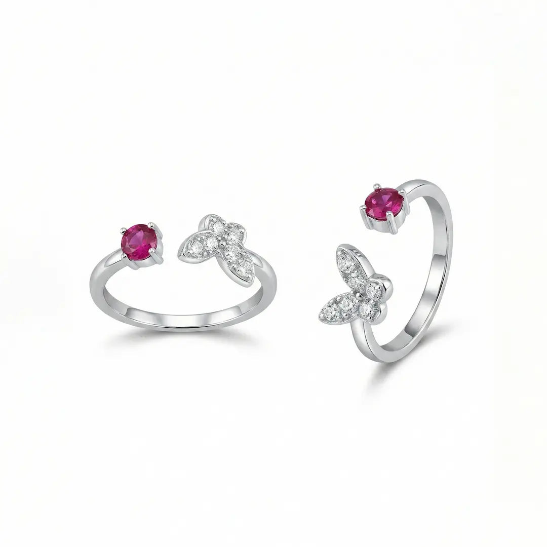Ruby Flutter 925 Silver Adjustable Toe Ring