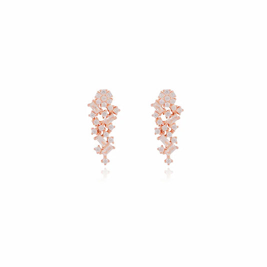925 Sterling Silver Rose Gold Shimmering Cascade Earrings (Adjustable)
