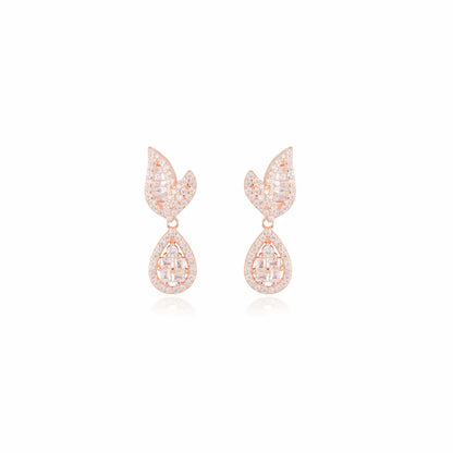 925 Sterling Silver Rose Gold Majestic Butterfly Drop Earrings (Adjustable)