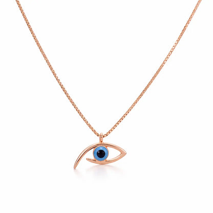 Mystical 925 Silver Rose Gold Evil Eye Adjustable Pendant Necklace