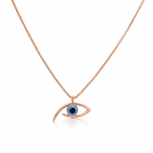 Mystical 925 Silver Rose Gold Evil Eye Adjustable Pendant Necklace