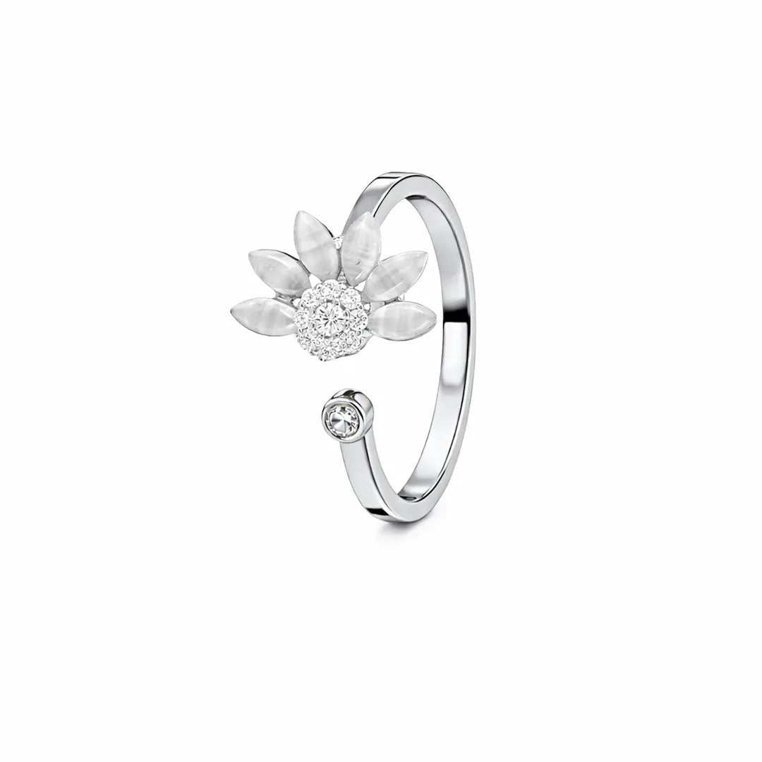 Botanical Bloom 925 Silver Tulip Garden Adjustable Ring