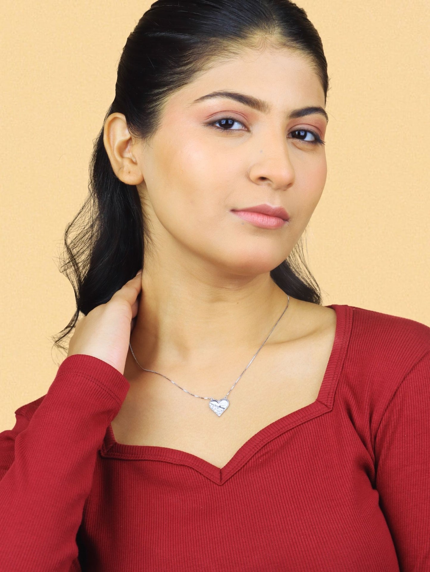 Forever Etched Heart Necklace - 925 Silver