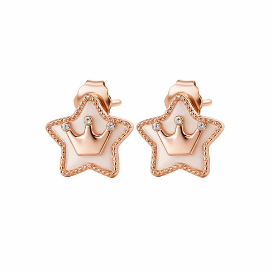 Royal Starlet 925 Silver Rose Gold Adjustable Crown Studs