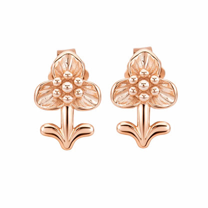 Golden Blossom 925 Silver Rose Gold Adjustable Stud Earrings