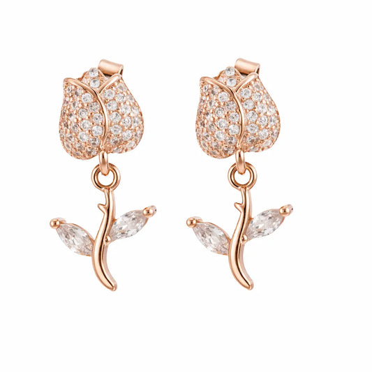 Botanical Breeze 925 Silver Multi-Tone Floral Art Earrings