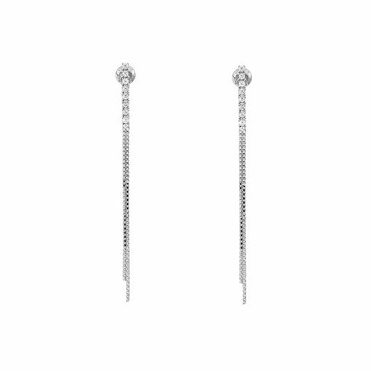 Sparkling Cascade 925 Silver Triple-Strand Adjustable Dangle Earrings