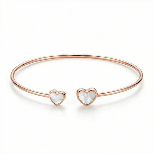 Graceful Hearts 925 Silver Rose Gold Adjustable Kada