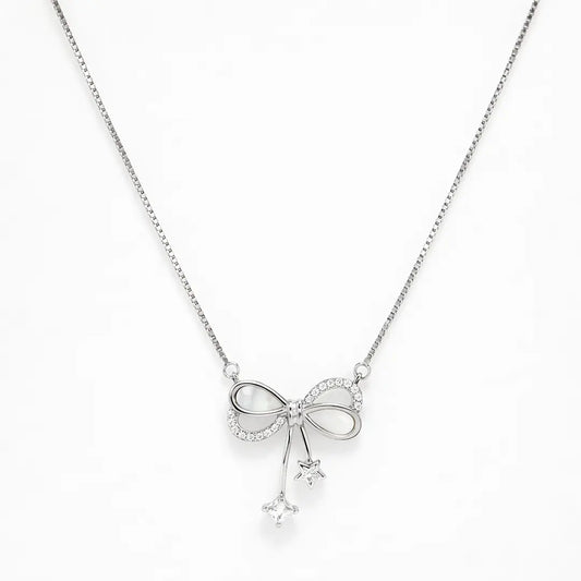 Starlit Bow Silver Necklace - 925 Silver