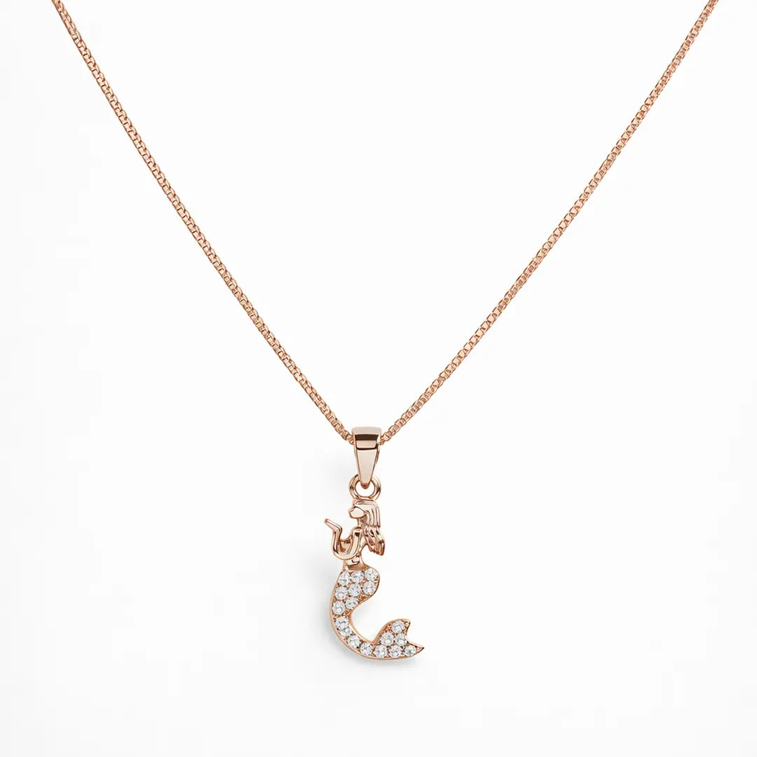 Sparkling Mermaid 925 Silver Rose Gold Adjustable Pendant Necklace
