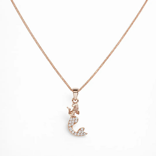 Sparkling Mermaid 925 Silver Rose Gold Adjustable Pendant Necklace