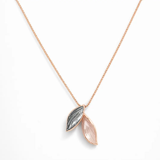 Whispering Leaves Rose Gold Pendant Necklace - 925 Silver