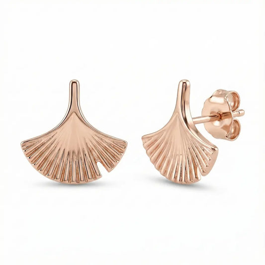 Ginkgo Grace Rose Gold Earrings - 925 Silver