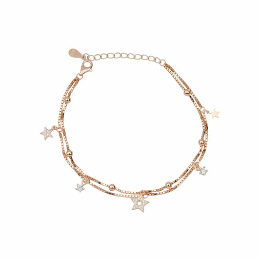 925 Sterling Silver Celestial Star Multi-Layer Adjustable Bracelet