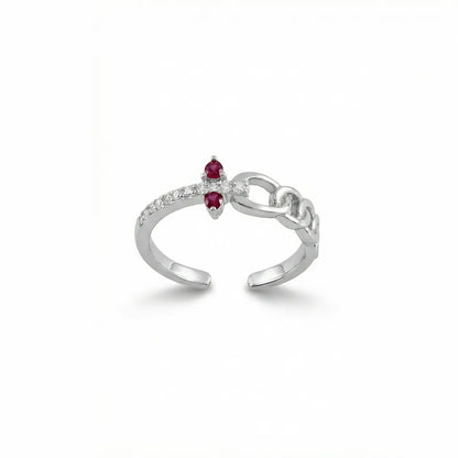 Ruby Chain Blossom 925 Silver Adjustable Toe Ring