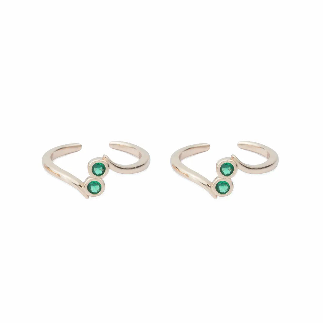 Emerald Duo 925 Silver Adjustable Toe Ring