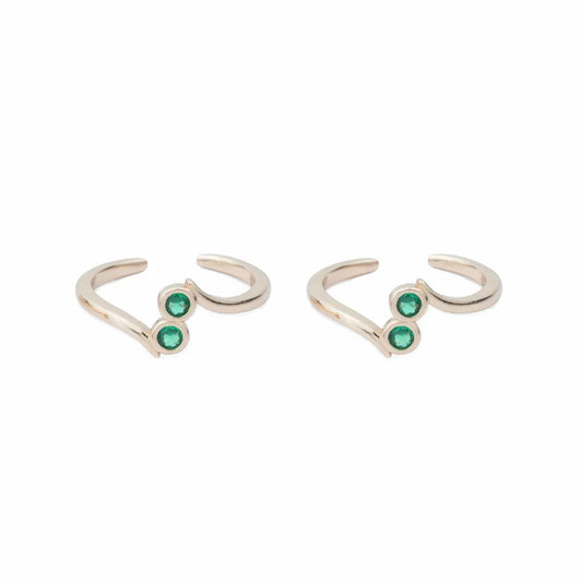 Emerald Duo 925 Silver Adjustable Toe Ring