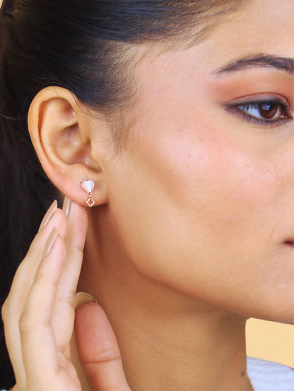 The Blush Bloom Heart Earrings - 925 Silver