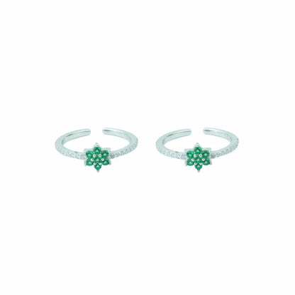 Emerald Bloom 925 Silver Adjustable Rose Gold Toe Ring- 925 Silver