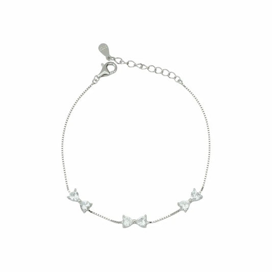 925 Sterling Silver Radiant Bow Adjustable Bracelet