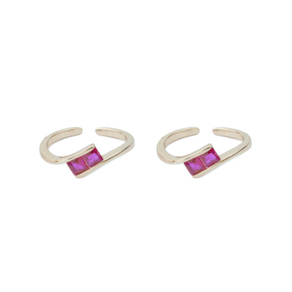 925 Silver Ruby Aura Adjustable Toe Ring
